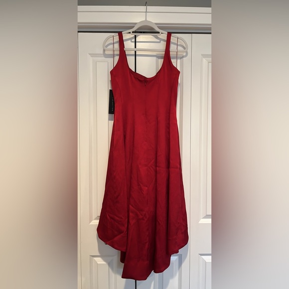 NWT Aiden Mattox hammered satin high low dress size 6 color wine - Picture 2 of 7